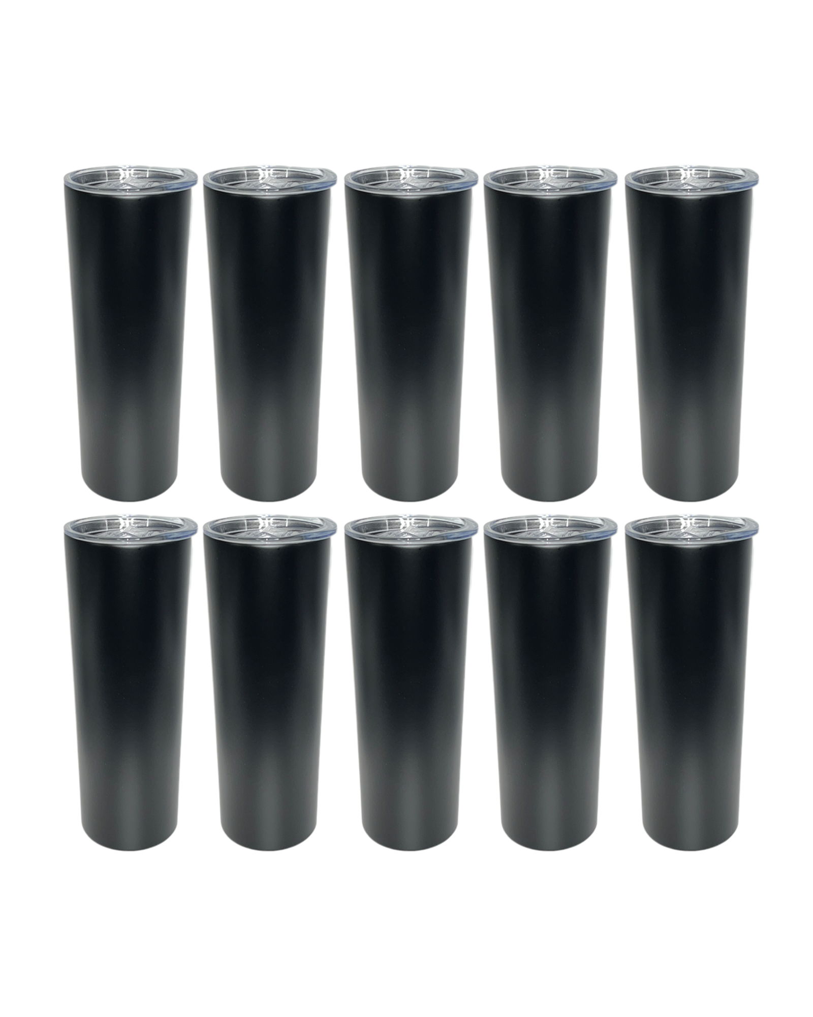 10-Pack Matte Black Double Wall Skinny Tumbler (20oz)