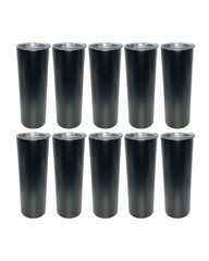 10-Pack Matte Black Double Wall Skinny Tumbler (20oz)