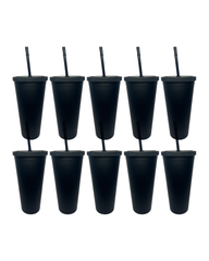 10-Pack Black Double Wall Matte Tumbler (24oz)