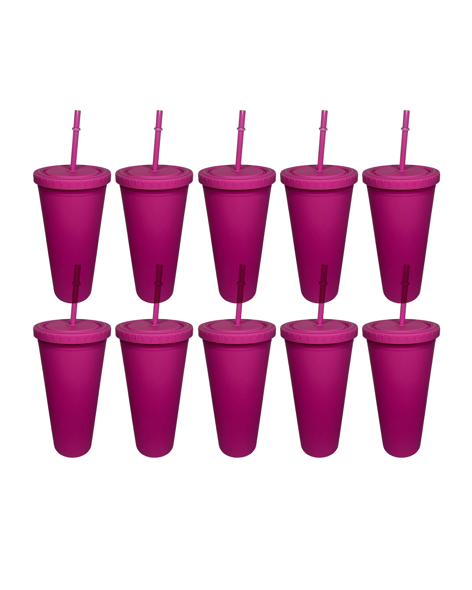 10-Pack Fuchsia Double Wall Matte Tumbler (24oz)