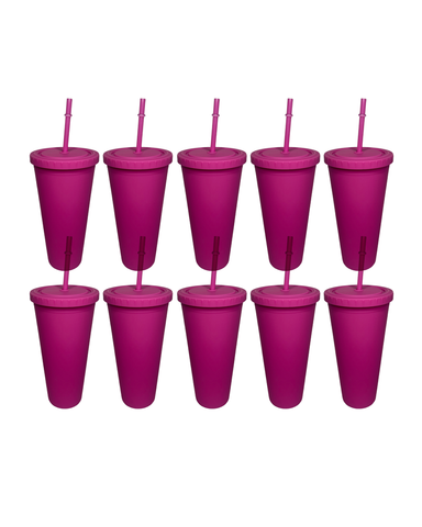 10-Pack Fuchsia Double Wall Matte Tumbler (24oz)
