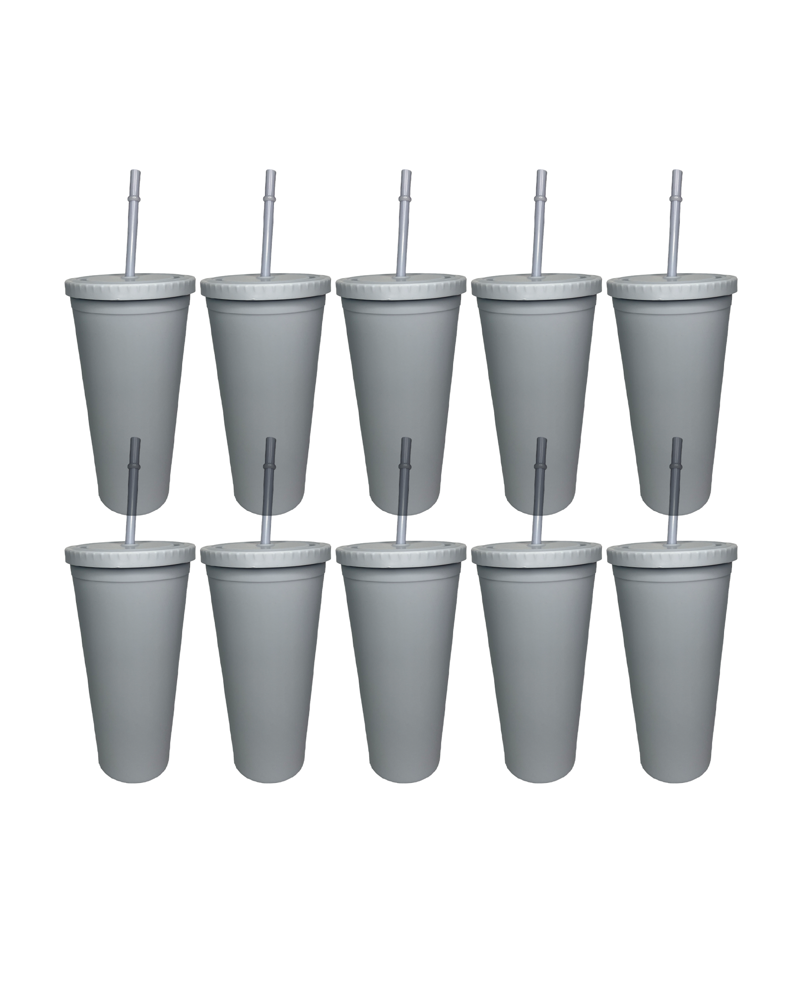 10-Pack Gray Double Wall Matte Tumbler (24oz)