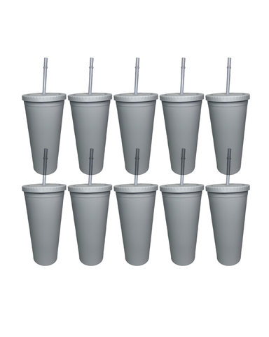 10-Pack Gray Double Wall Matte Tumbler (24oz)