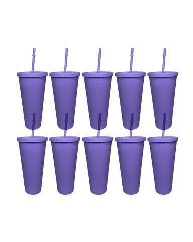 10-Pack Purple Double Wall Matte Tumbler (24oz)