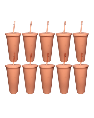 10-Pack Peach Double Wall Matte Tumbler (24oz)