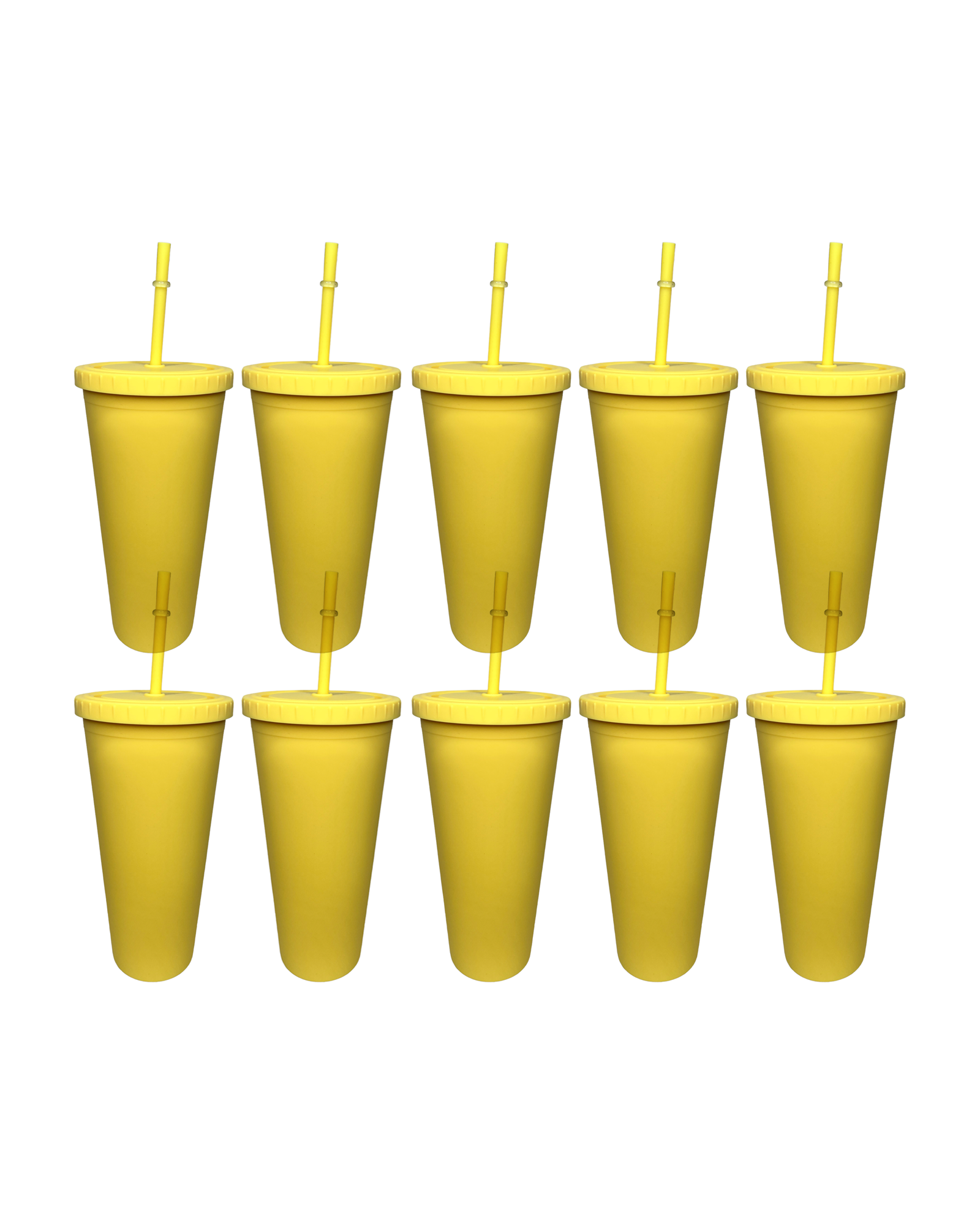 10-Pack Yellow Double Wall Matte Tumbler (24oz)