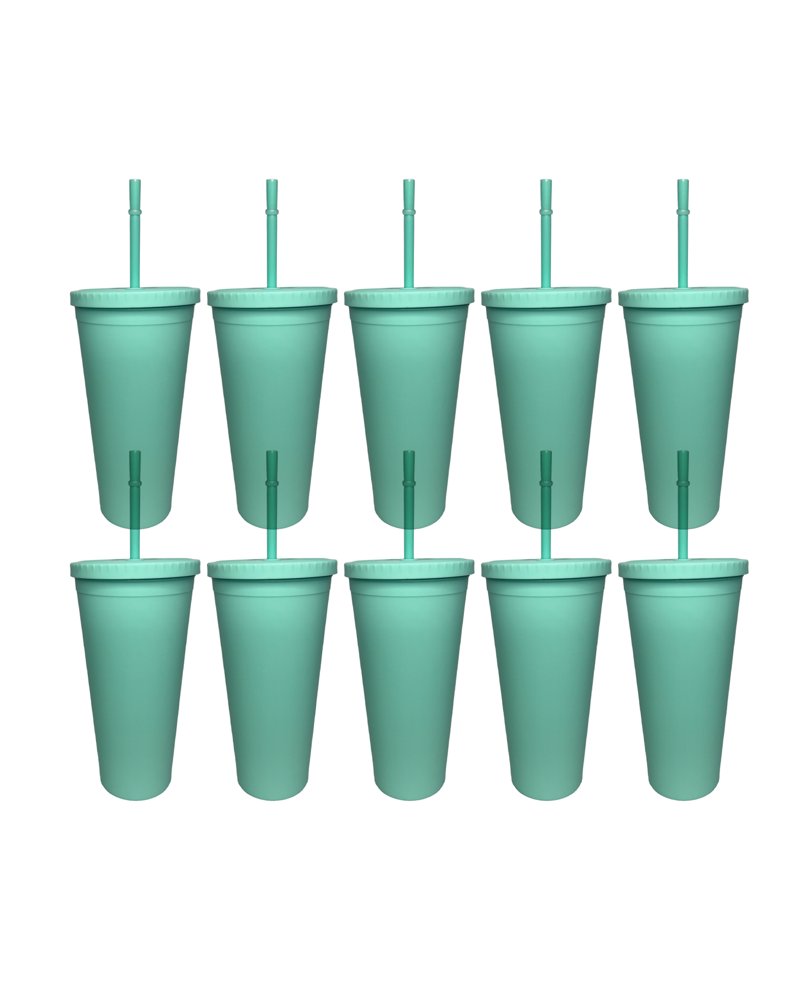 10-Pack Mint Green Double Wall Matte Tumbler (24oz)