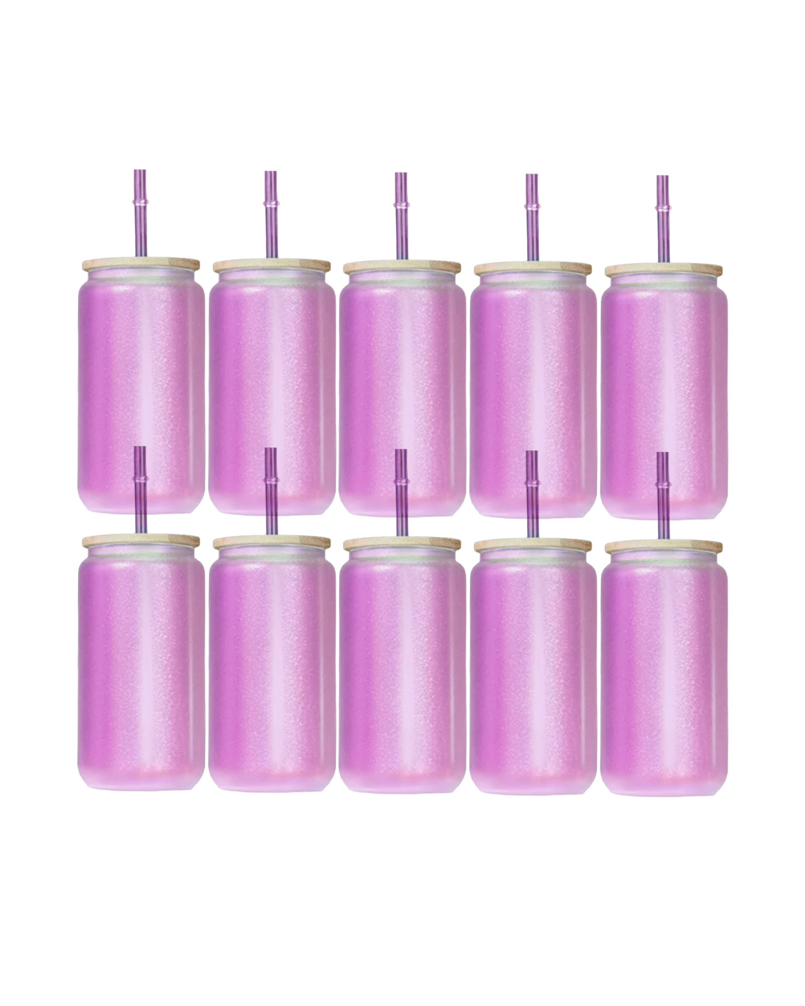 10-Pack Purple Color Changing Frosted Glass Sublimation Tumbler W/Lid (16oz)