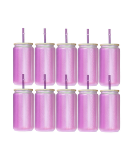 10-Pack Purple Color Changing Frosted Glass Sublimation Tumbler W/Lid (16oz)
