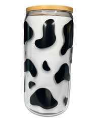 Cow Print Clear Glass Cup (16oz)