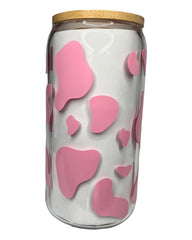 Cow Print Clear Glass Cup (16oz)