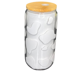 Cow Print Clear Glass Cup (16oz)