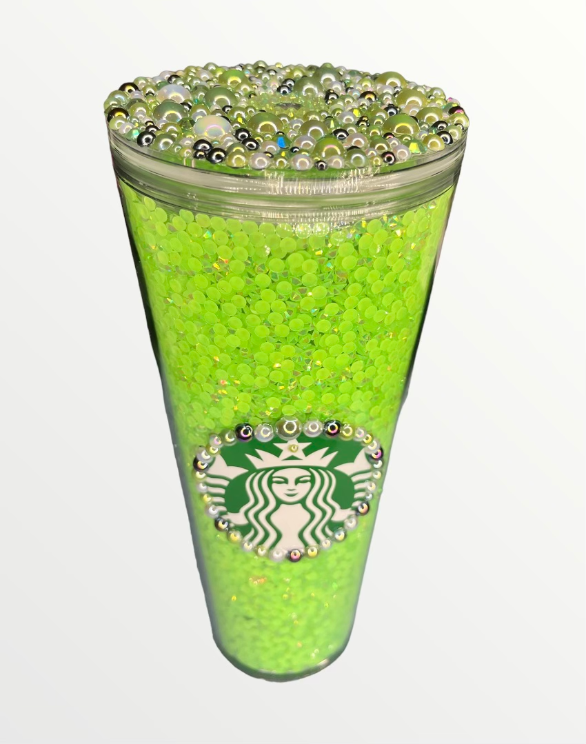 Pearl Bling Cup W/ Lid