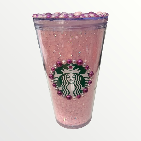 Pearl Bling Cup W/ Lid