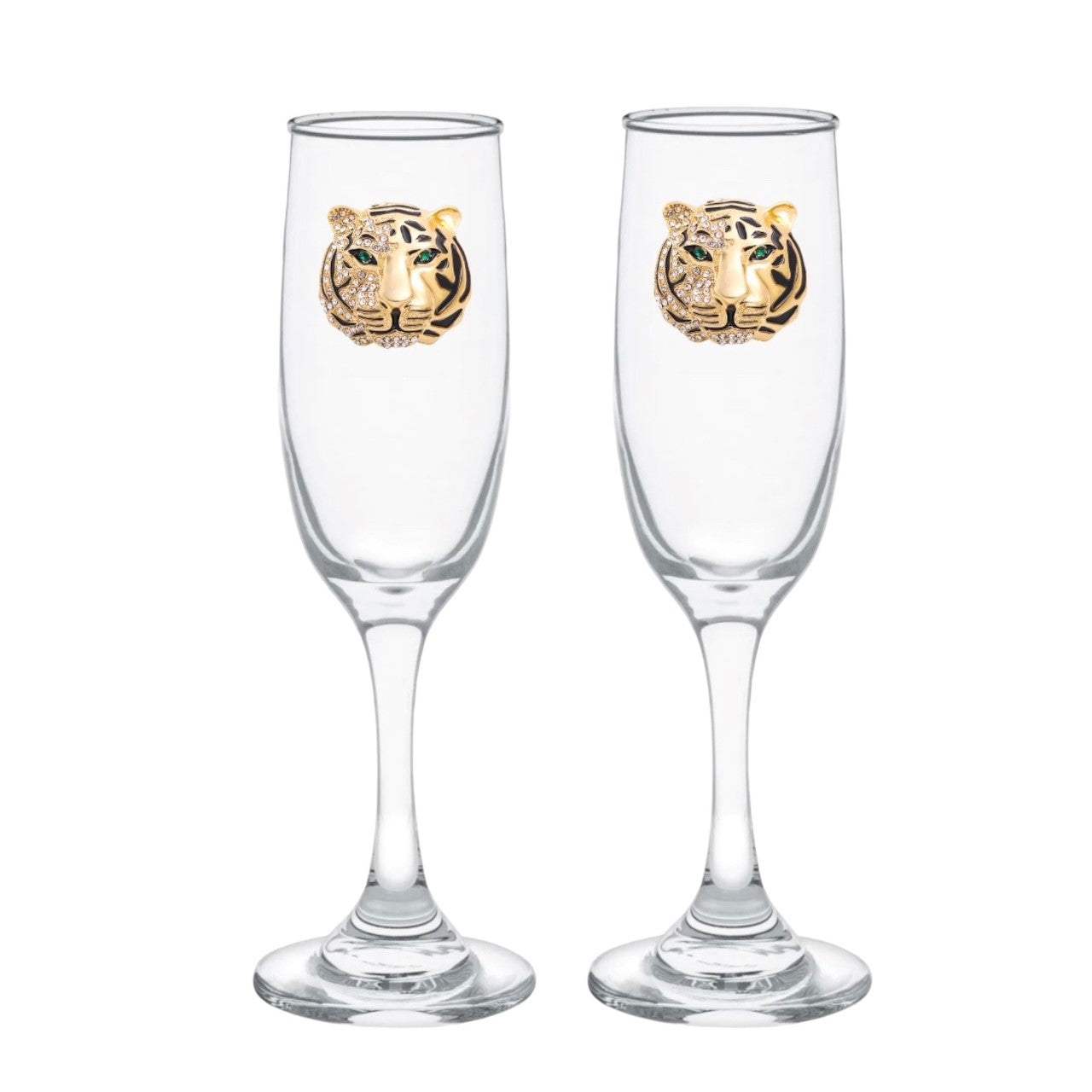 Queen of the Jungle Blinged Champagne Flutes (2)