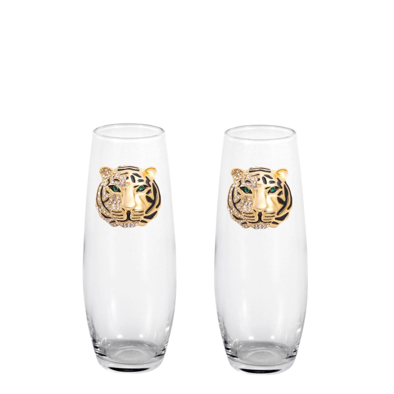Queen of the Jungle Blinged Stemless Champagne Flutes (2)