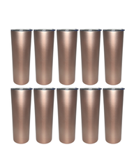 10-Pack Rose Gold Double Wall Skinny Tumbler (20oz)
