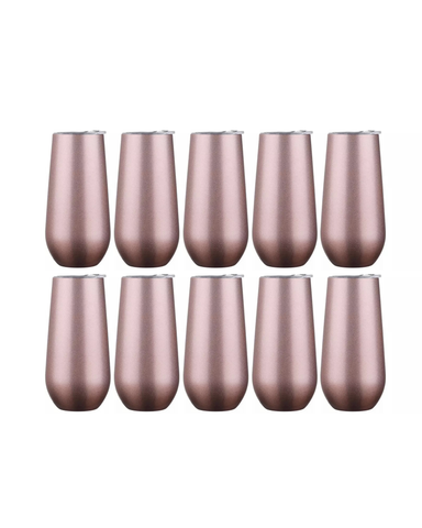 10-Pack Rose Gold Stainless Steel Double Wall Tumbler (6oz)