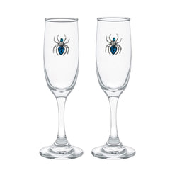 Blue Diamond Spider Blinged Champagne Flutes (2)