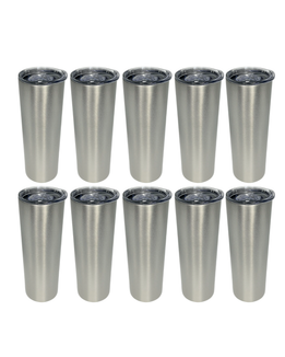 10-Pack Silver Double Wall Skinny Tumbler (20oz)