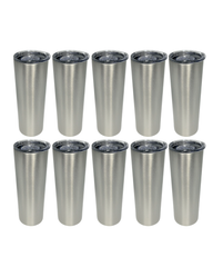 10-Pack Silver Double Wall Skinny Tumbler (20oz)