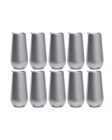 10-Pack Silver Stainless Steel Double Wall Tumbler (6oz)