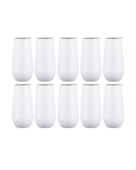 10-Pack White Stainless Steel Double Wall Tumbler (6oz)