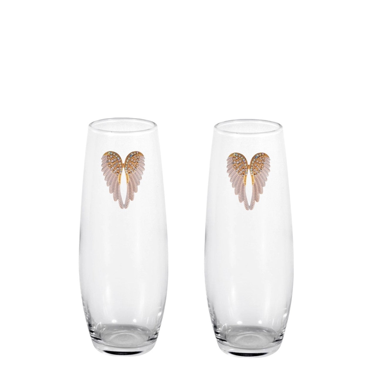 Forever Wings Blinged Stemless Champagne Flutes (2)