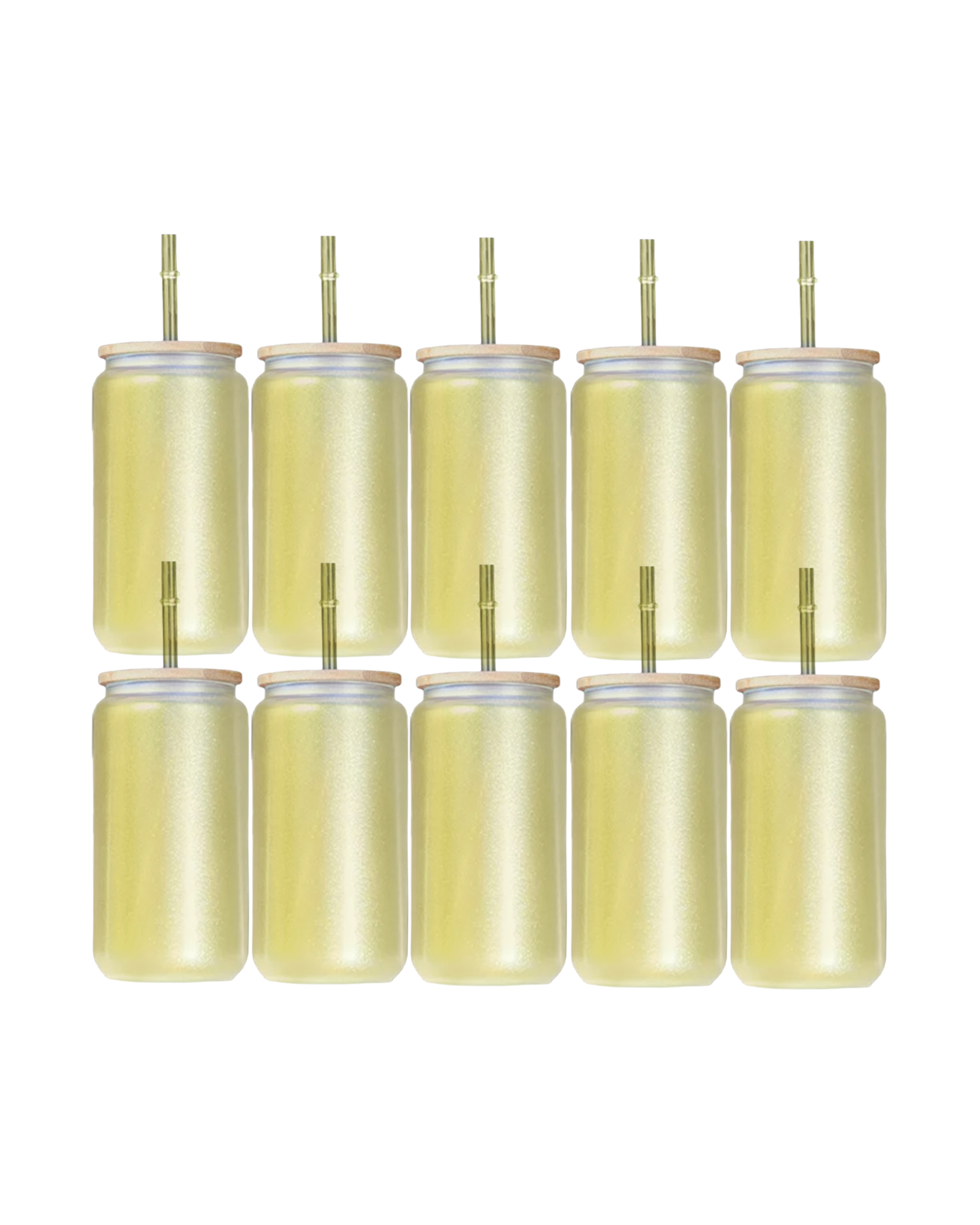 10-Pack Yellow Color Changing Frosted Glass Sublimation Tumbler W/Lid (16oz)