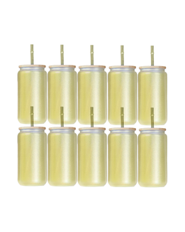 10-Pack Yellow Color Changing Frosted Glass Sublimation Tumbler W/Lid (16oz)