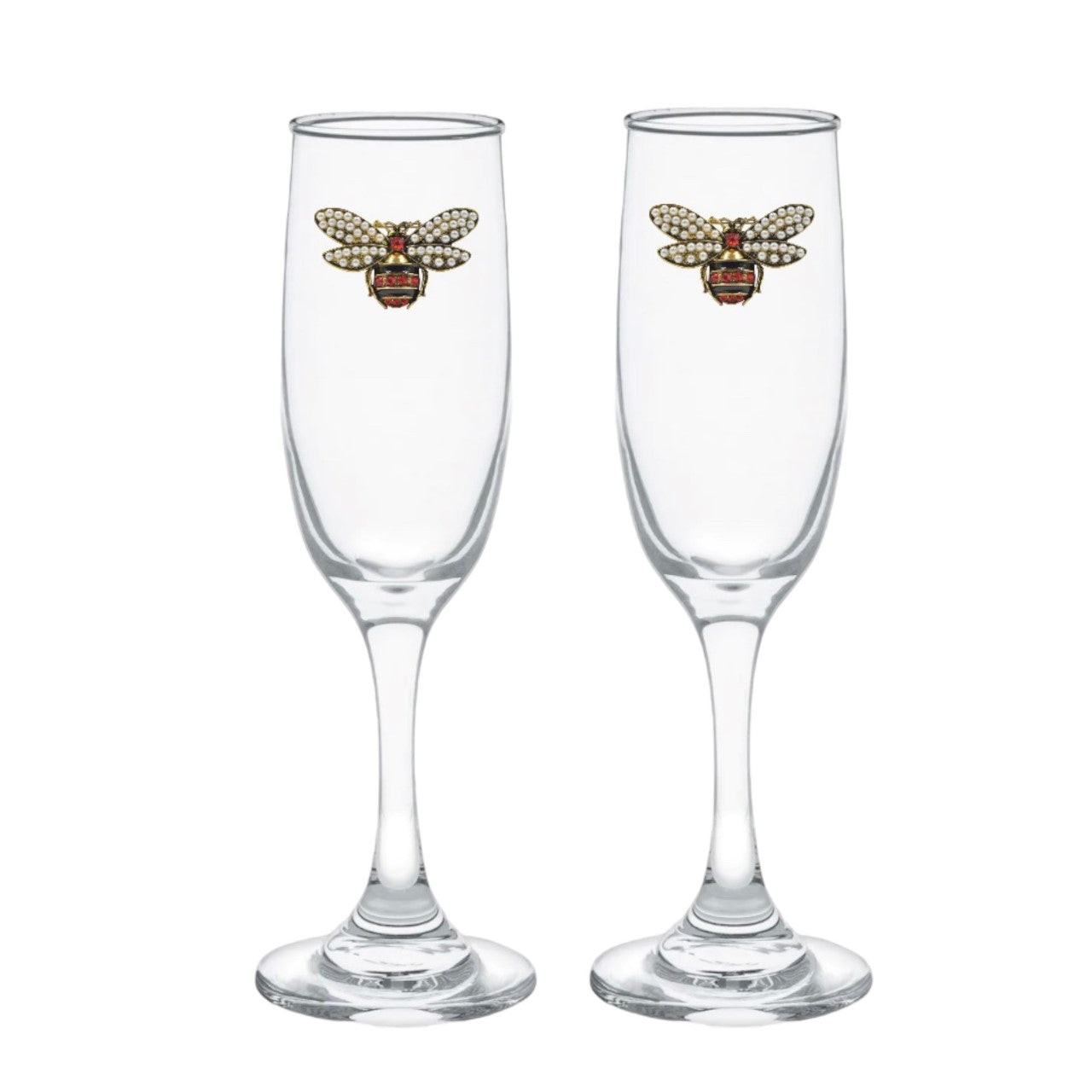 Bumble Bee Blinged Champagne Flutes (2)