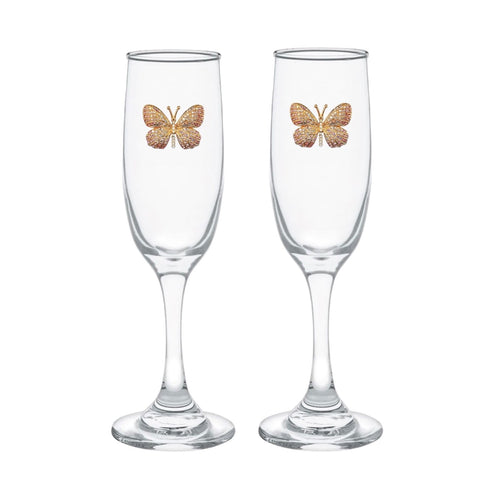 Beautiful Butterfly Blinged Champagne Flutes (2)