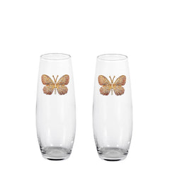 Beautiful Butterfly Blinged Stemless Champagne Flutes (2)