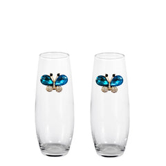 Blue Butterfly Blinged Stemless Champagne Flutes (2)
