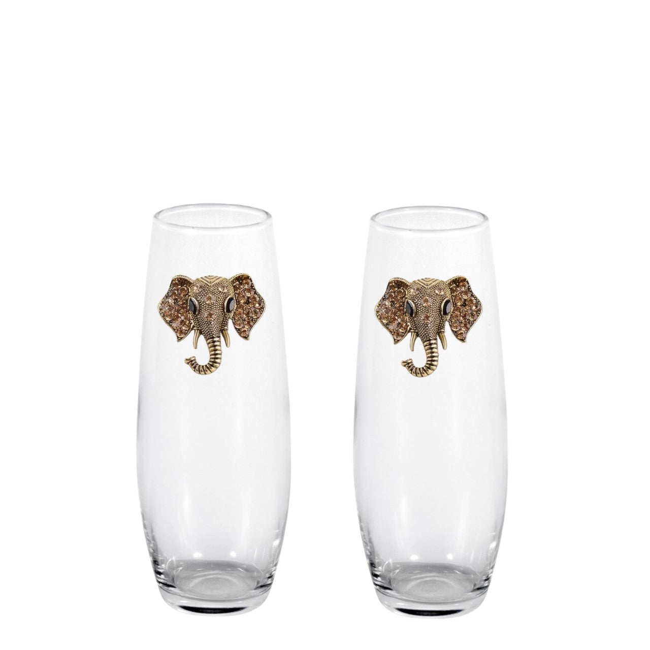 Elephant Eyes Blinged Stemless Champagne Flutes (2)