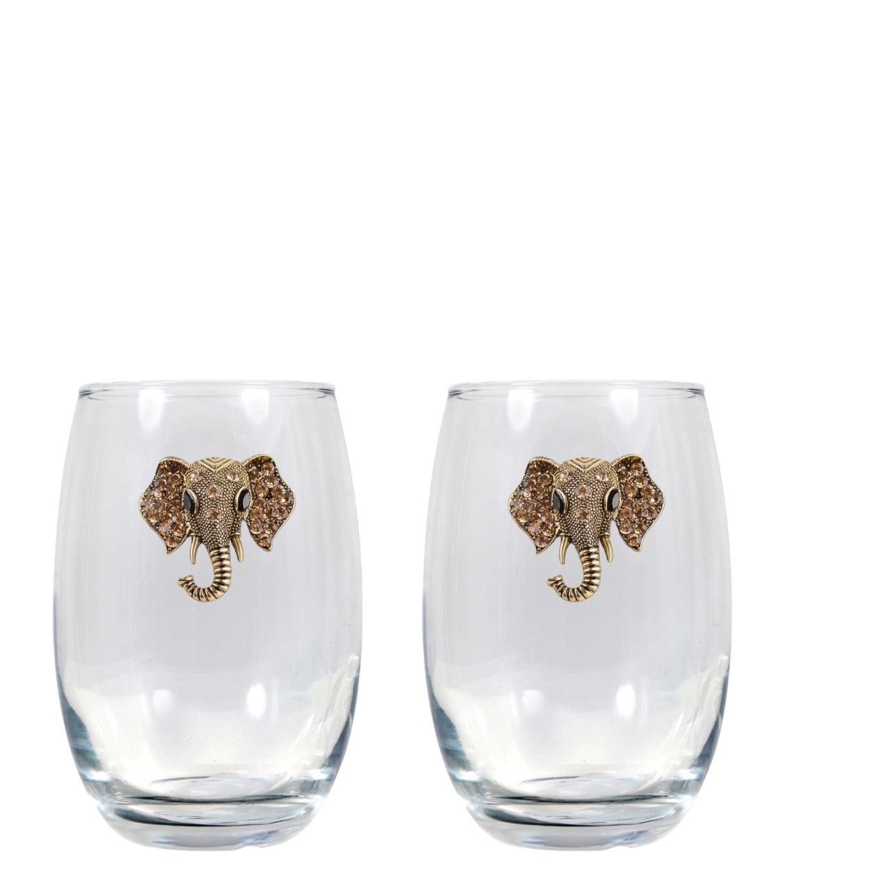 Elephant Eyes Blinged Stemless Wine Glasses (2)