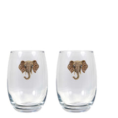 Elephant Eyes Blinged Stemless Wine Glasses (2)