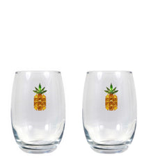 The Golden Pineapple Blinged Stemless Wine Glasses (2)