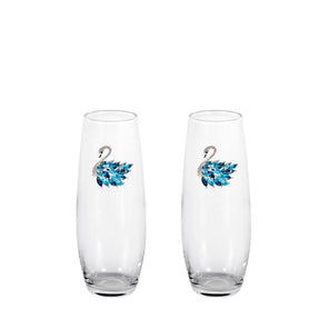 Swan Lake Blinged Stemless Champagne Flutes (2)