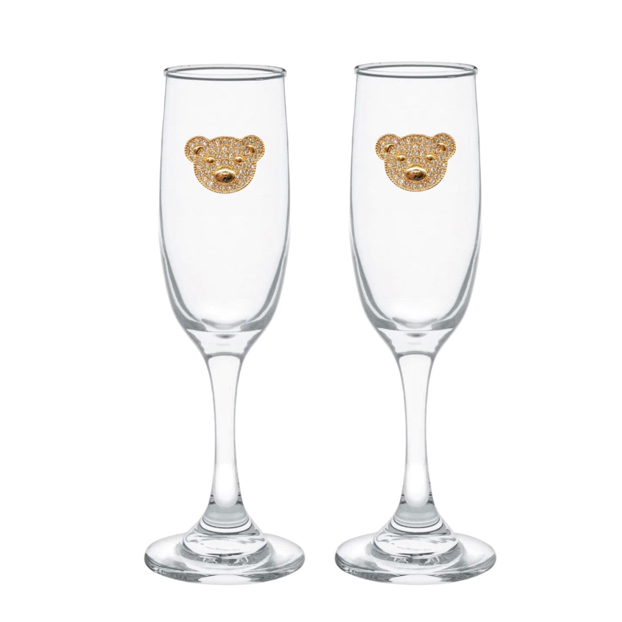 Teddy Bear Blinged Champagne Flutes (2)