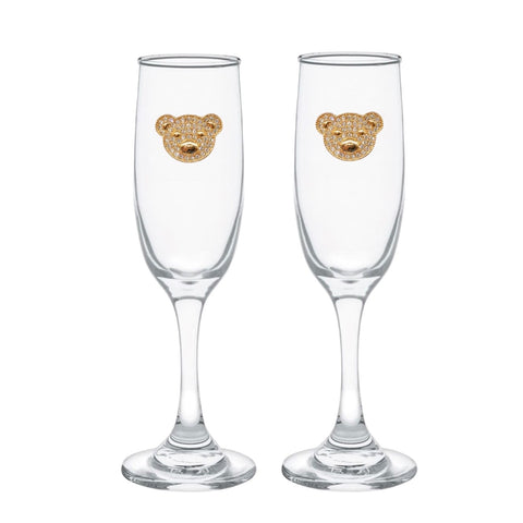 Teddy Bear Blinged Champagne Flutes (2)