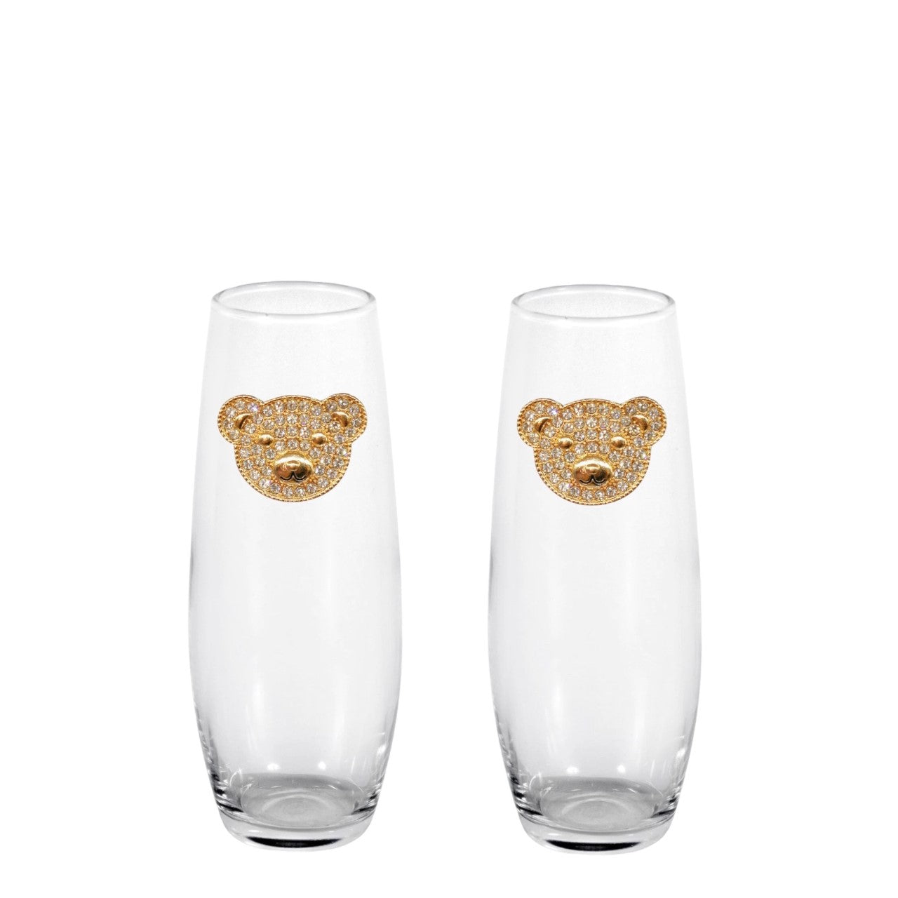 Teddy Bear Blinged Stemless Champagne Flutes (2)