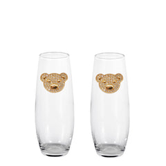 Teddy Bear Blinged Stemless Champagne Flutes (2)