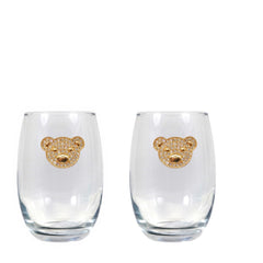 Teddy Bear Blinged Stemless Wine Glasses (2)