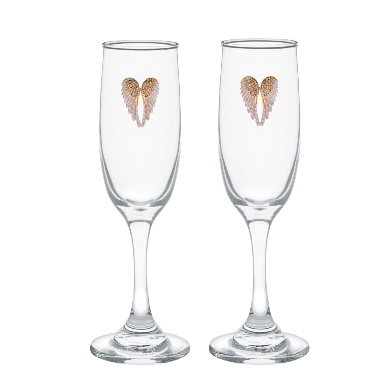 Forever Wings Blinged Champagne Flutes (2)