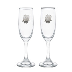 White Rose Blinged Champagne Flutes (2)